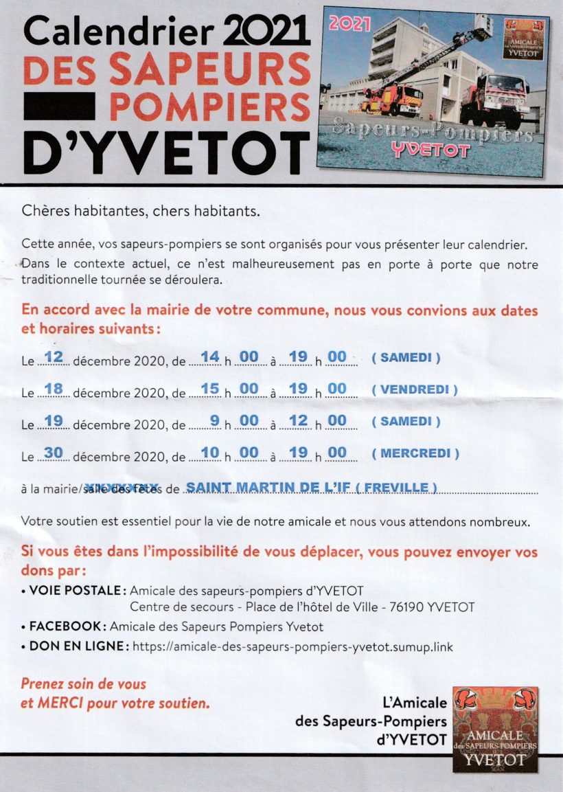 Affiche Sapeurs-Pompiers d'Yvetot - Calendrier 2021