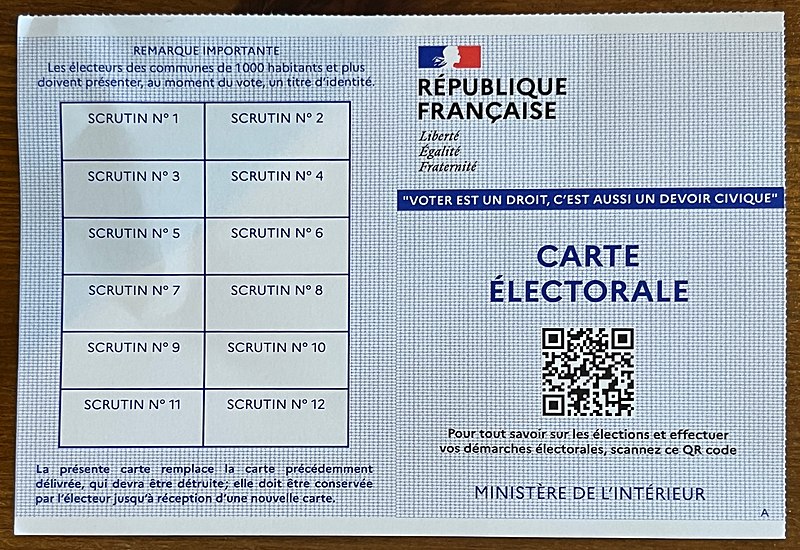 Inscription sur les listes électorales : nouvelle carte reçue en 2022