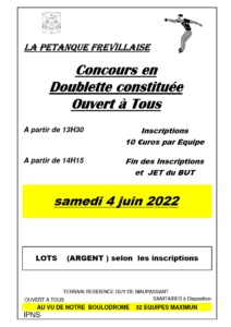 Affiche concours de pétanque 4 juin 2022