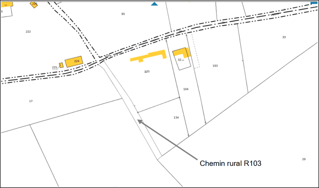 Aliénation du chemin rural de La Vatine : localisation des parcelles concernées