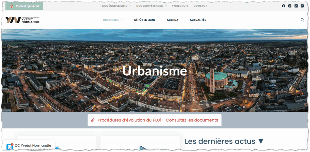 PLUi (Plan Local d'Urbanisme intercommunal) : extrait de la page du site de la CCYN